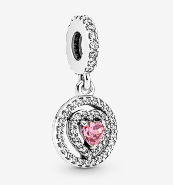 Pandora 791476C01 - Işıltılı Çift Hale Kalpli Sallantılı Charm - 1