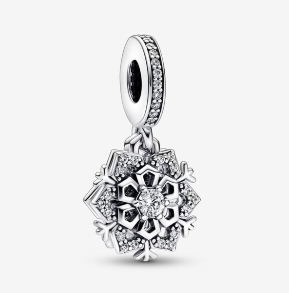 Pandora 792355C01 - Işıltılı Kar Tanesi Çift Sallantılı Charm - 1