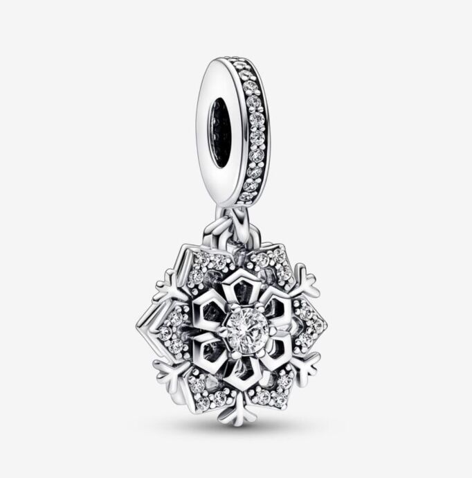 Pandora 792355C01 - Işıltılı Kar Tanesi Çift Sallantılı Charm - 1