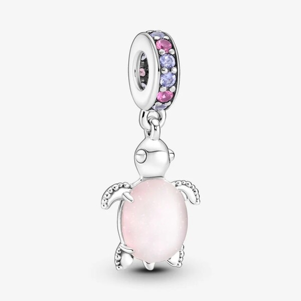 Pandora Murano Camı Pembe Deniz Kaplumbağası Sallantılı Charm 798939C02 - 1