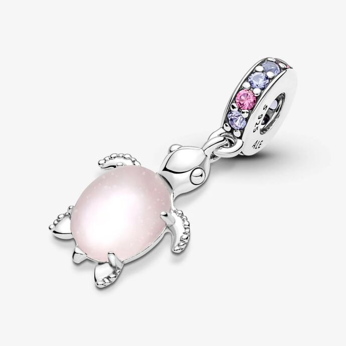 Pandora Murano Camı Pembe Deniz Kaplumbağası Sallantılı Charm 798939C02 - 4